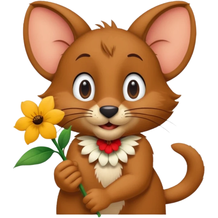 Jerry from tom and jerry, giving a flower emoji