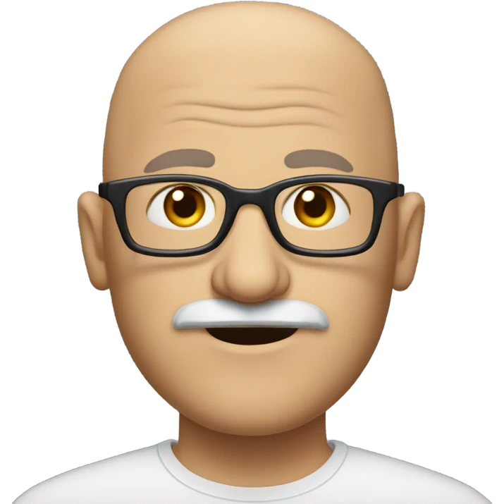 semi bald man with mustache and glasses in his 50s emoji