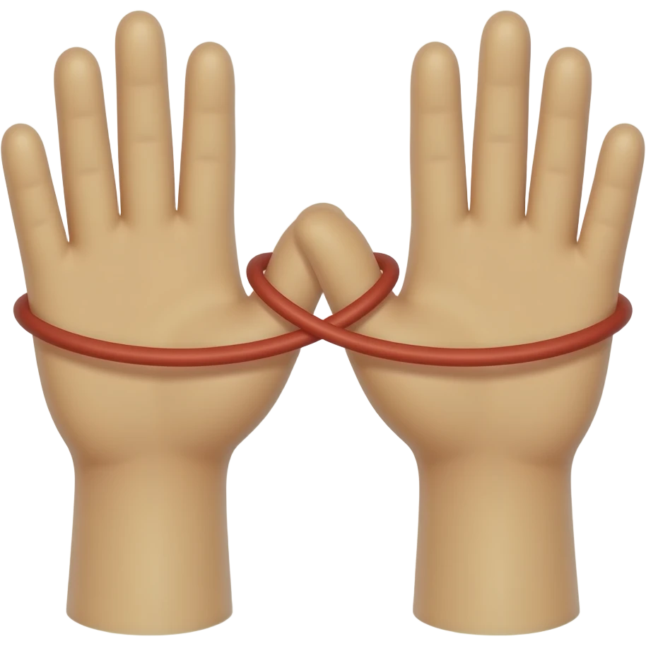 Two hand holding  a red string  symbolising love emoji
