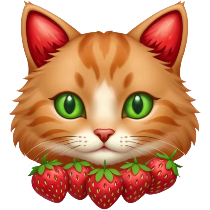 I want a cute cat with strawberries fur emoji