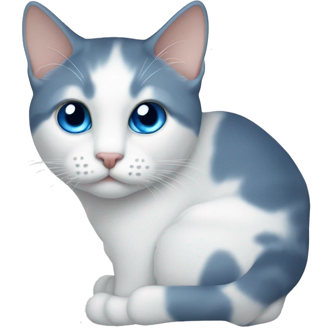 Gato blanco con ojos azules emoji