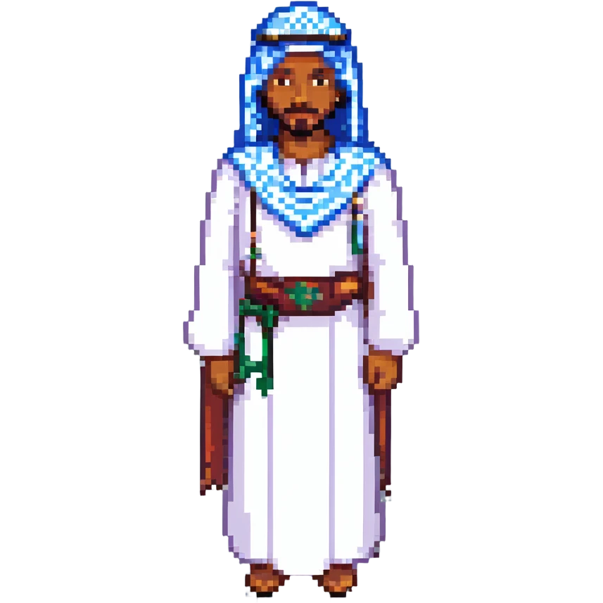 Saudi man in traditional dress, pixel art style emoji