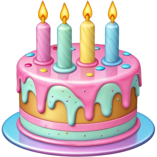 Huge fantastic epic aesthetic shiny glittery Melted pastel birthday cake  emoji