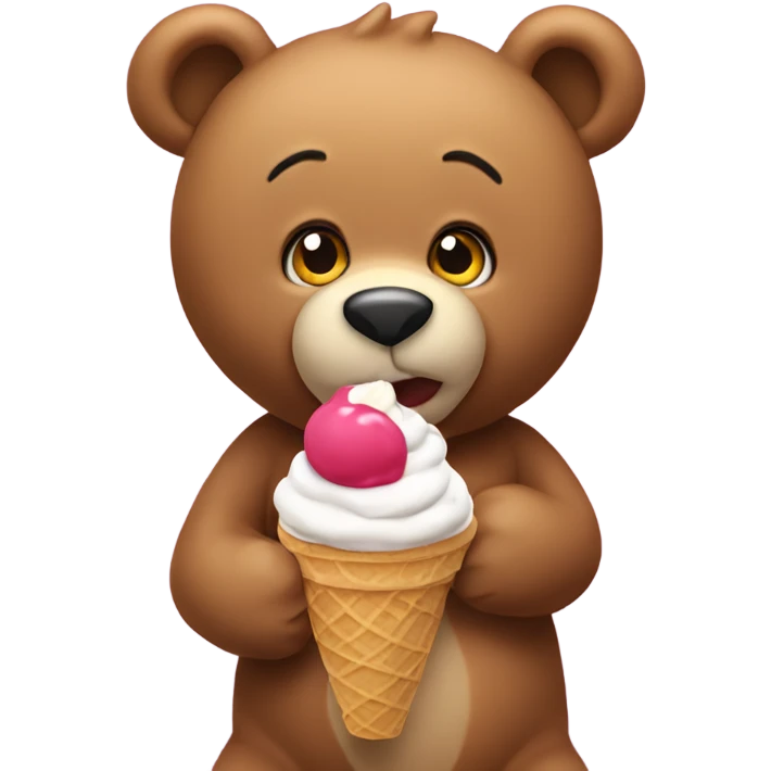 Teddy bear eating an ice cream cone  emoji
