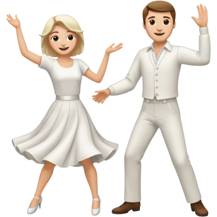 Man and woman dancing white emoji