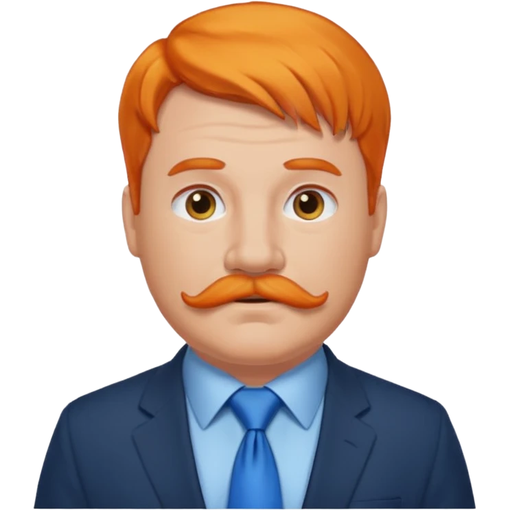 fat orange hair man with mustache & blue tie emoji