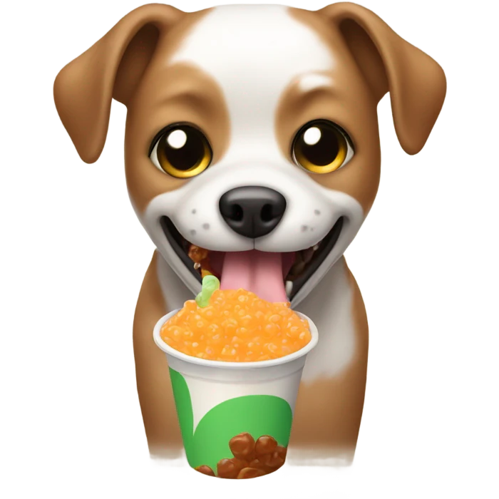 Dog eating a boba emoji