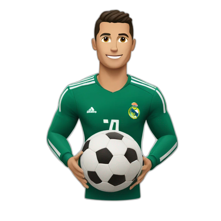 cristiano ronaldo jugando con un balón de fútbol emoji