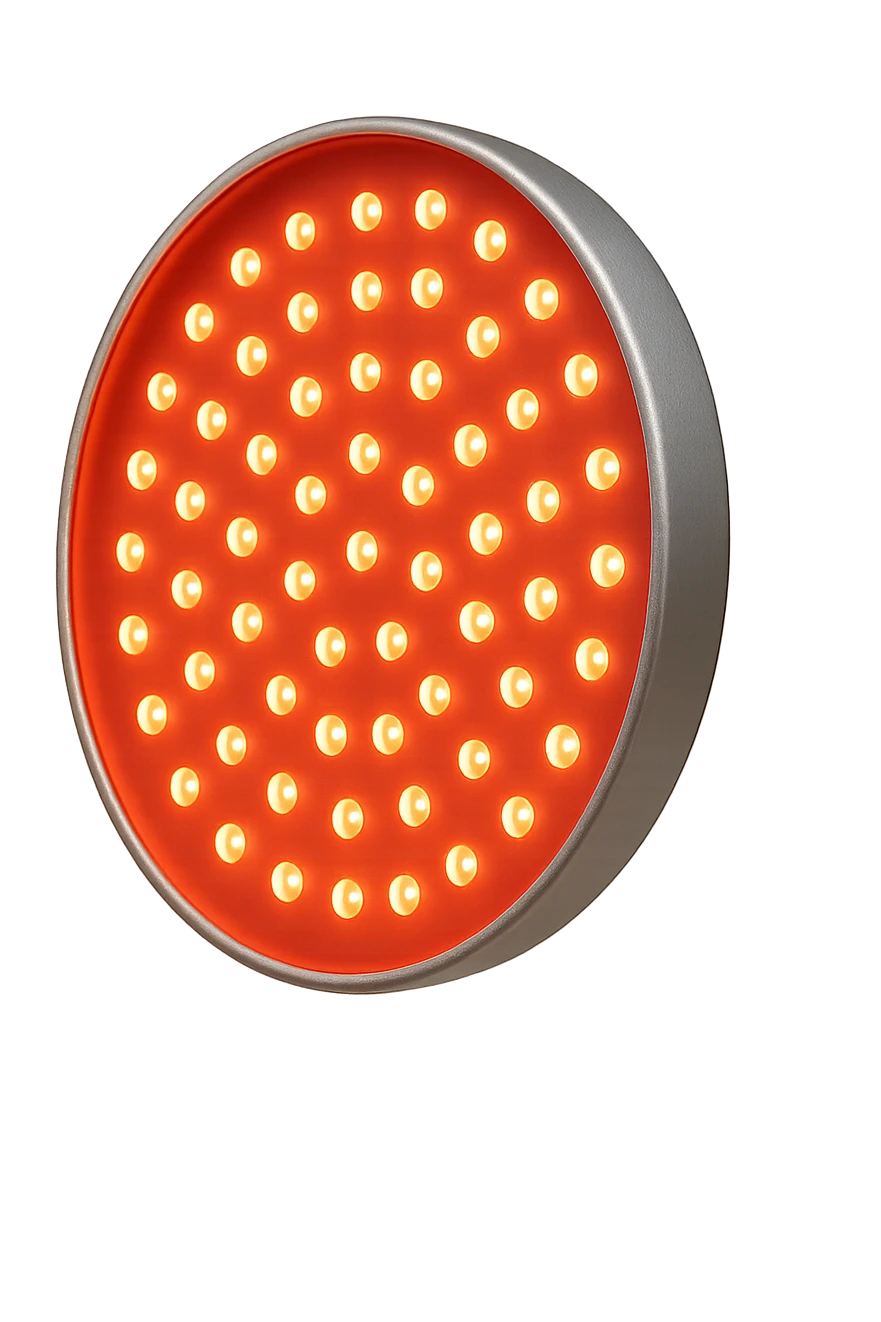 luce rossa led rotonda fluttua in aria, iperrealistica 4k emoji