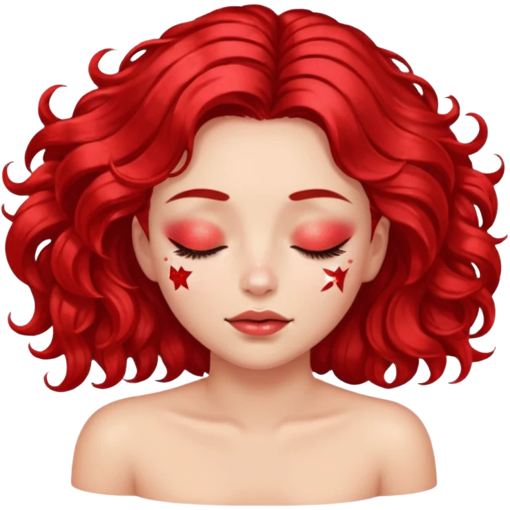 red glitter girl with eyes lying on the floor emoji