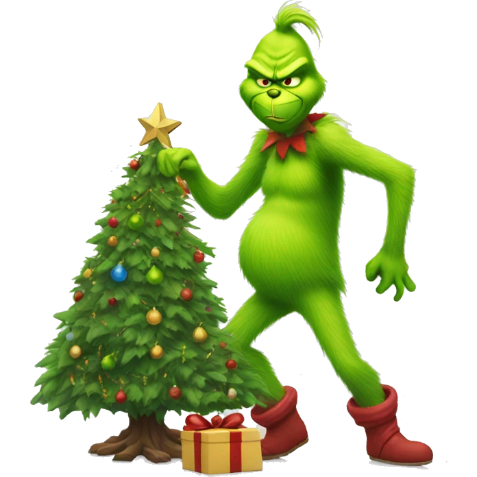 Grinch steal a christmas tree emoji