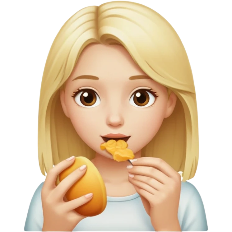 blonde girl eating  emoji