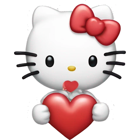 hello kitty with heart emoji