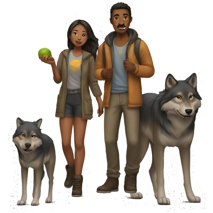 humans and wolves emoji