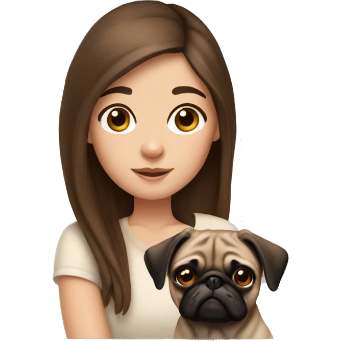 girl with brown hair and mini pug emoji