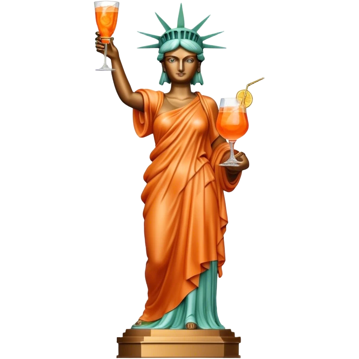 FULL BODY OF STATUE OF LIBERTY WITH AN APEROL SPRITZ COCKTAIL emoji