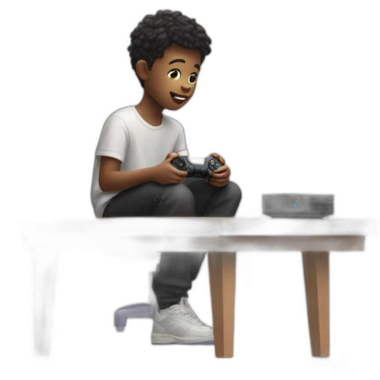 Boy playing PlayStation 5 emoji