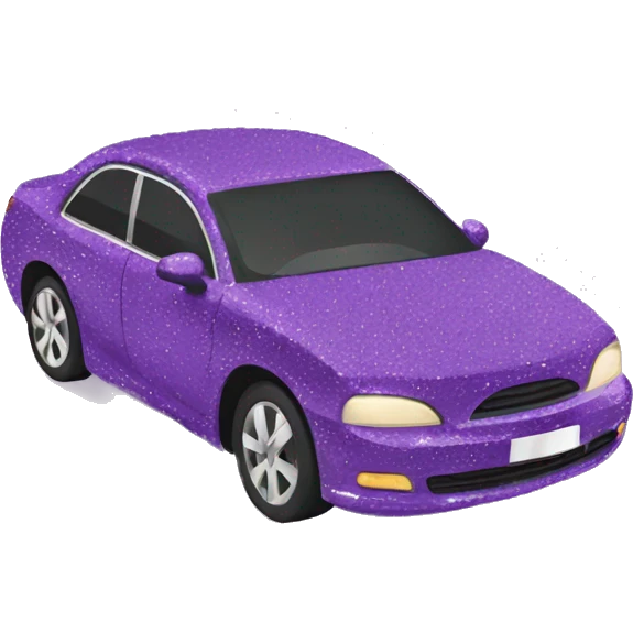 purple car with sequins and a bow emoji