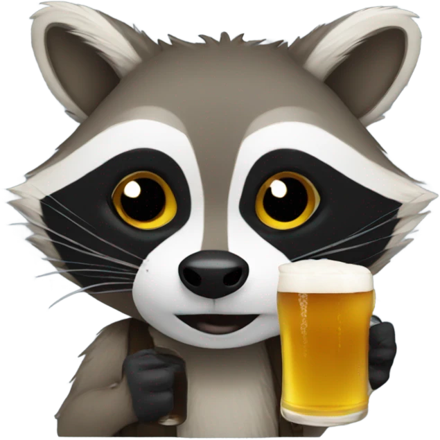 Raccoon drinking a beer emoji