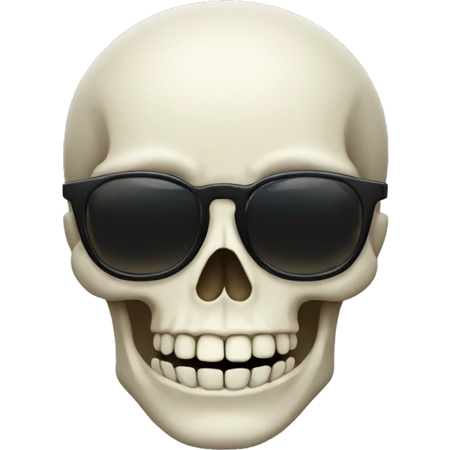 Skeleton face with dank smile and black glasses emoji