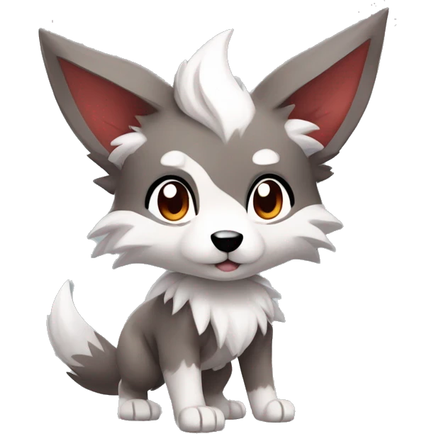 Kawaii Chibi Poochyena-Rocruff-Lycanroc-Pokémon Full Body emoji