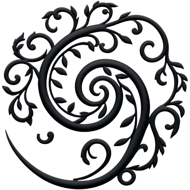 Simple black spiral floral filigree emoji