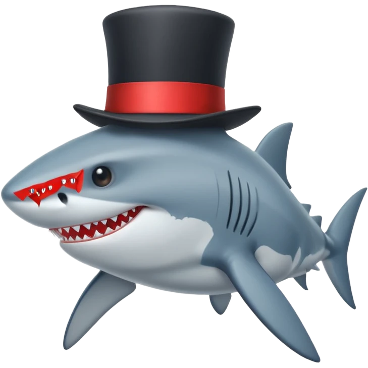 Shark with a top hat emoji