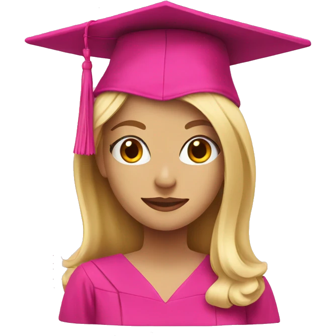 Blonde with a pink graduation cap emoji