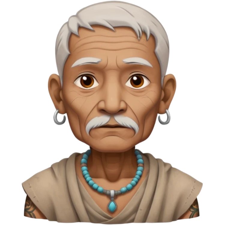 ancient indian old man with tatooed on neck and face emoji