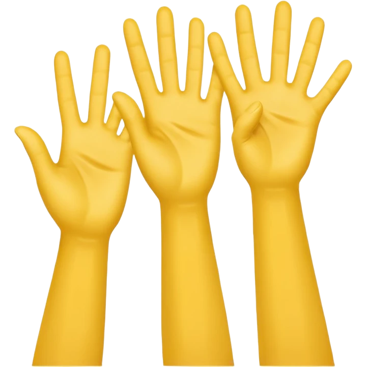 3 yellow hands in the middle about to say hurrah emoji