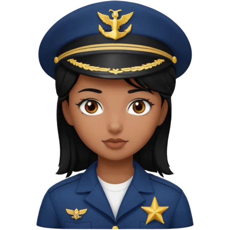 Girl navy sailor black hair brown skin with eyes dark brown emoji