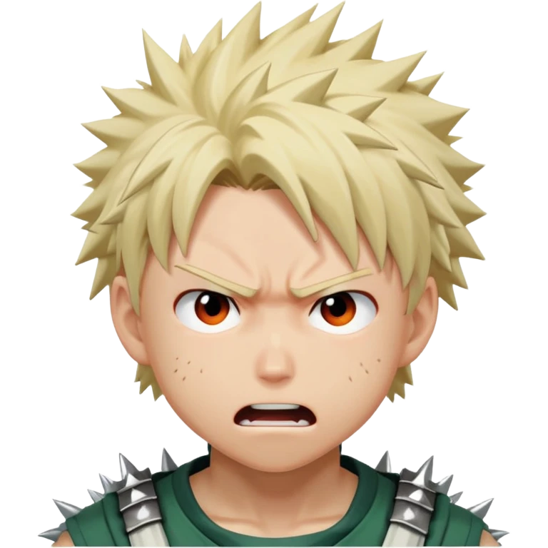 Bakugo Katsuki from My Hero Academia with spiky blonde hair and angry expression emoji