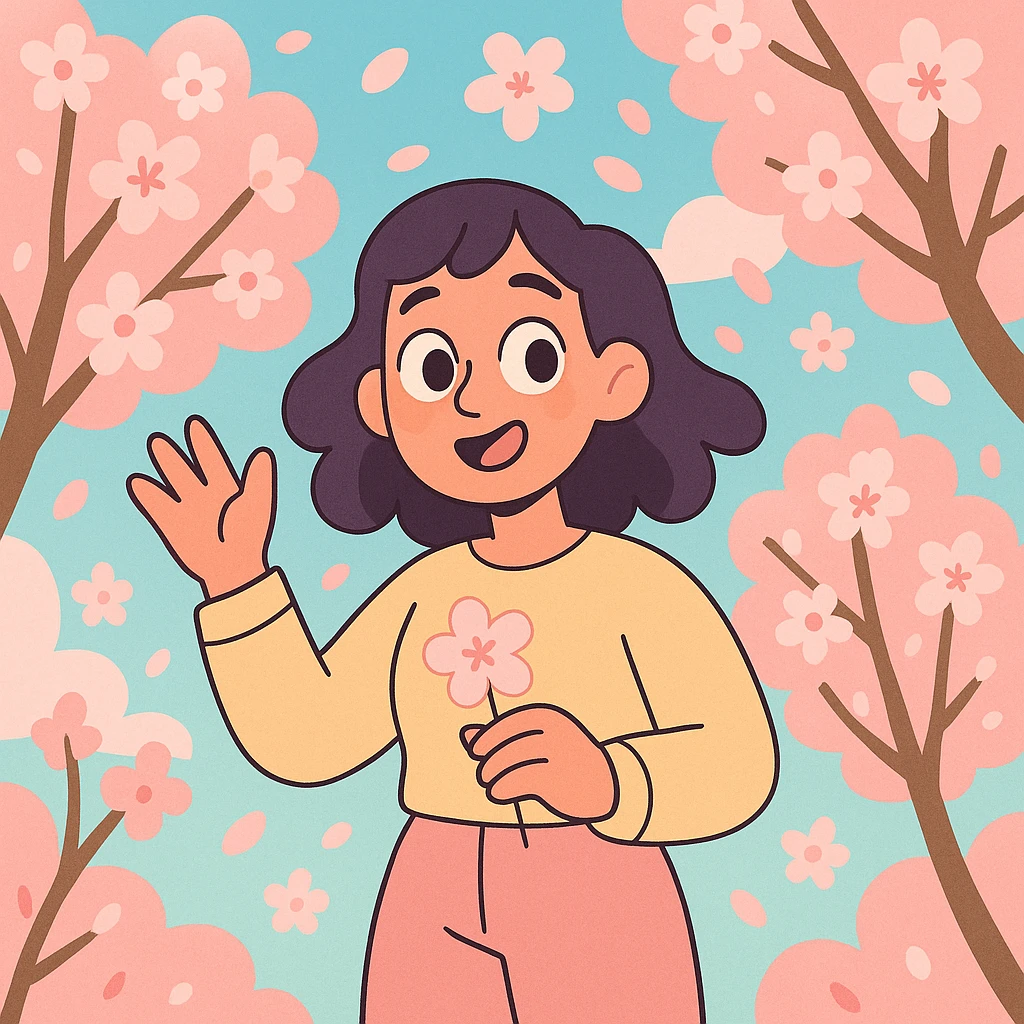 sakura cherry blossom, pastel toon style emoji