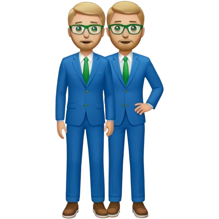 full body White male basketball coach light brown/ blond hair, short beard, green/blue eyes wearing glasses and blue and green suit emoji