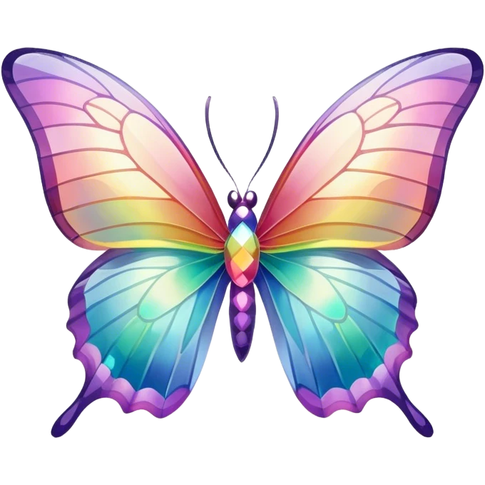 Pastel sparkly glittery iridescent rainbow crystal butterfly emoji
