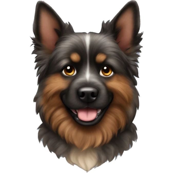 Brindle pointy ear dog fluffy emoji