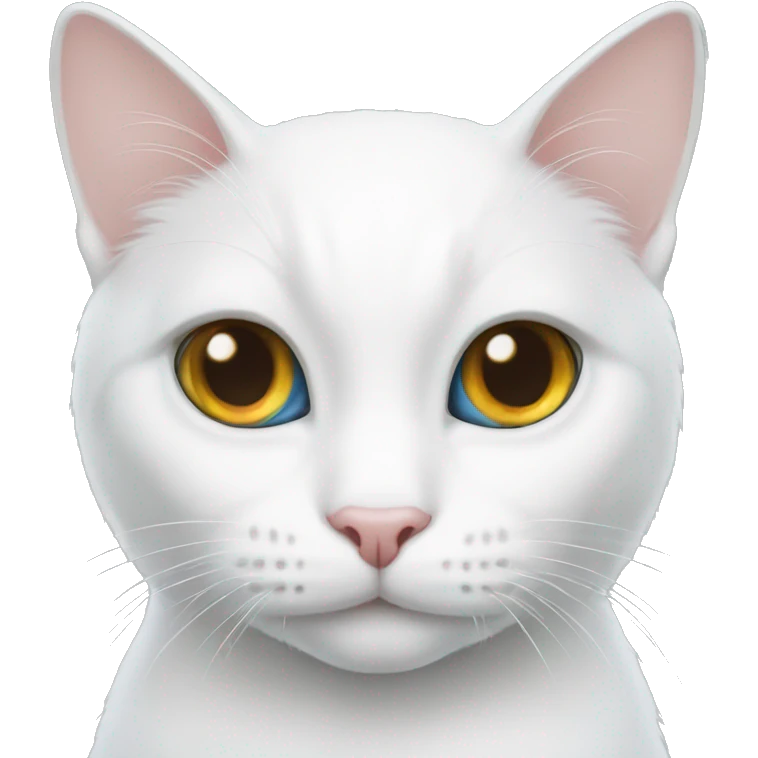 White cat with two different eyes colors emoji
