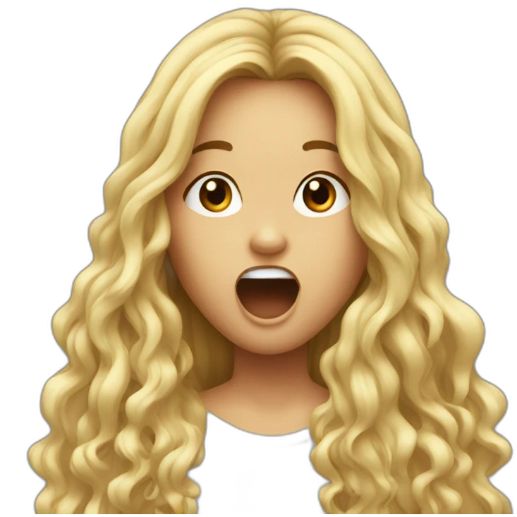 a long hair girl with open mouth emoji