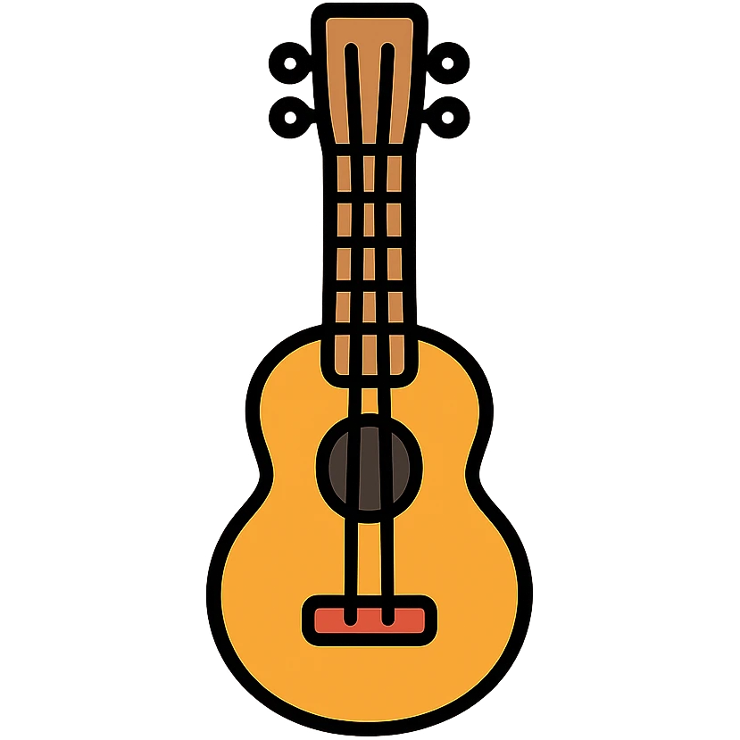 ukelele, lineal color icon, playful and bright style emoji