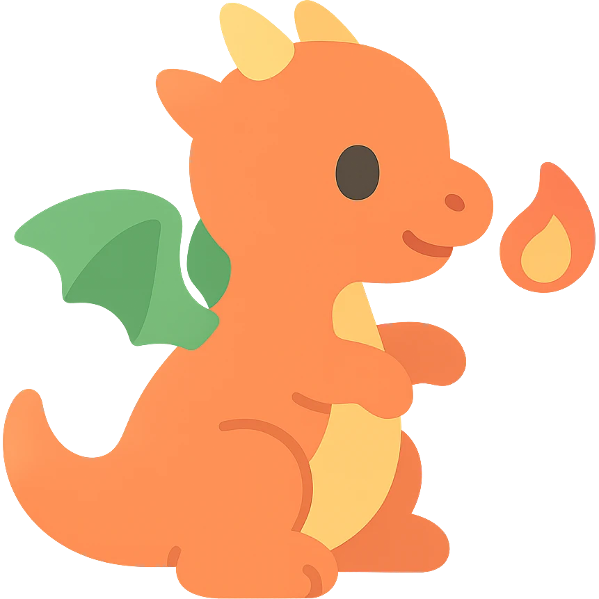 A cute small fire dragon emoji