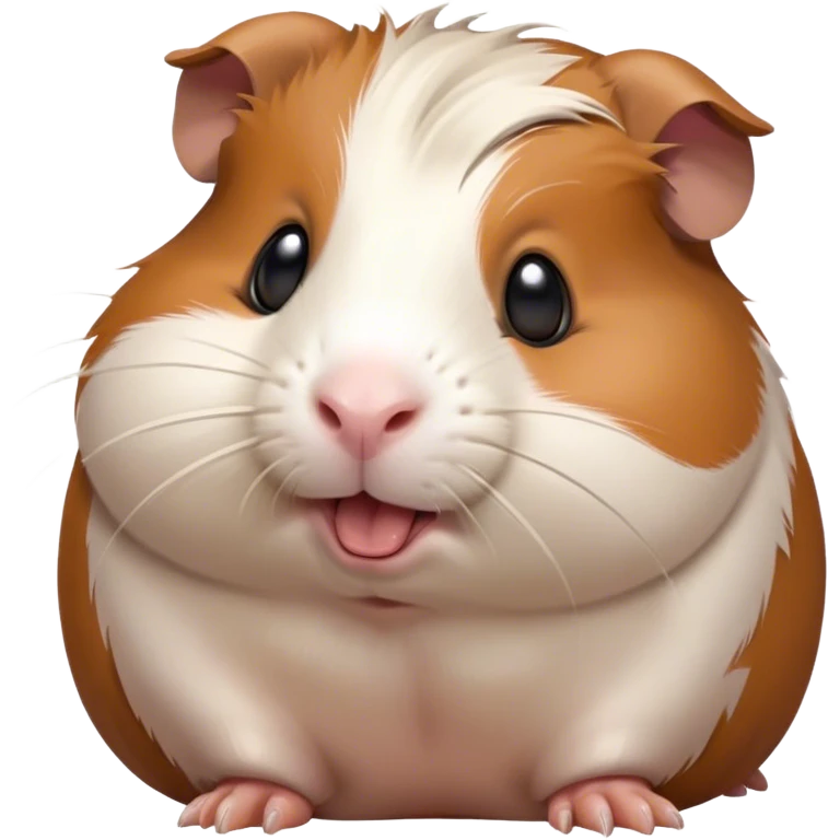 Cinematic Cute Yawning Brown and White Banded Guinea Pig Portrait Emoji, Head tilted slightly with a dramatic, wide-open yawn, revealing a soft, banded fur of brown and white with tiny, droopy ears, round dark eyes barely open in drowsy contentment, Simplified yet irresistibly adorable features, highly detailed, glowing with a soft, cozy glow, high shine, relaxed yet expressive, stylized with a touch of whimsy, bright and endearing, soft glowing outline, capturing the essence of a sleepy yet affectionate guinea pig, so drowsy it feels like it could stretch out of the screen and curl up for a nap! emoji