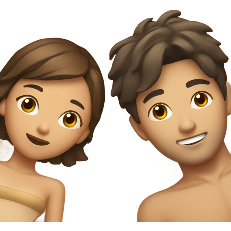 asian girl laying on the beach with brown haired boyfriend  emoji