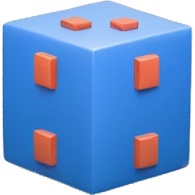Create one cube-shaped object with number 0 and 1 displayed on its surfaces inside, representing a matrix or data grid. emoji