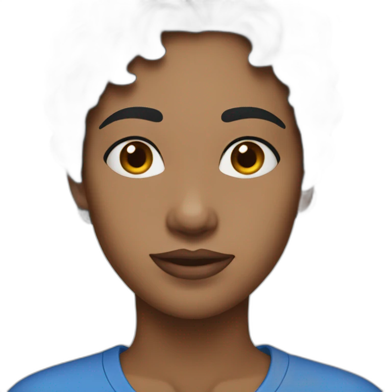 black haired woman wearing blue clothes emoji