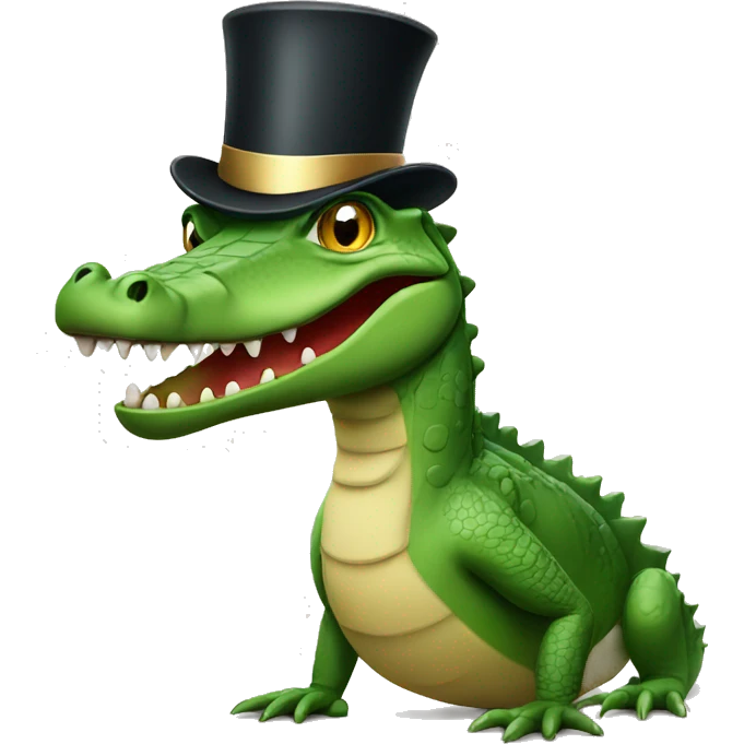 Crocodile with a top hat emoji