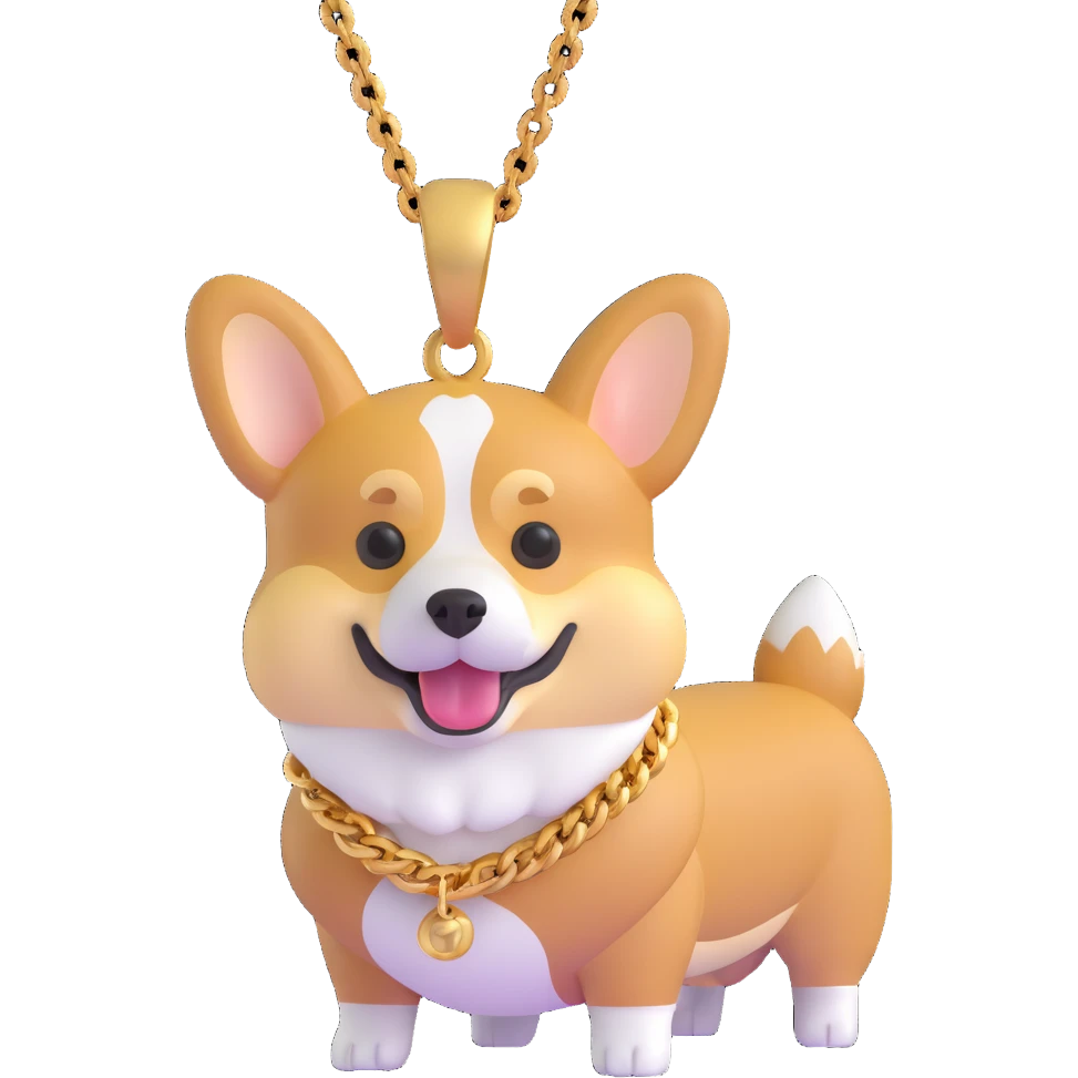corgi wearing a gold chain emoji