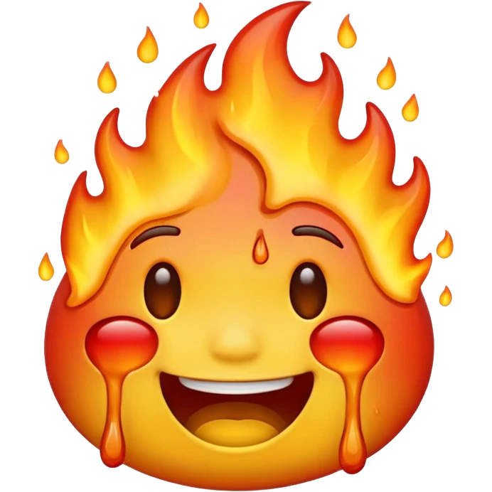 Generate an emoji that is on fire, laughing, crying, and melting at the same time. emoji