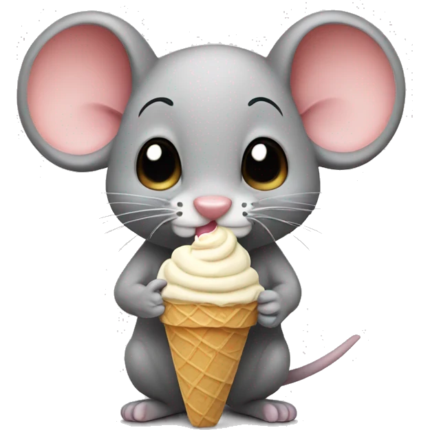 cute mouse eating ice cream emoji