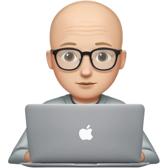 bald young programmer with MacBook  emoji