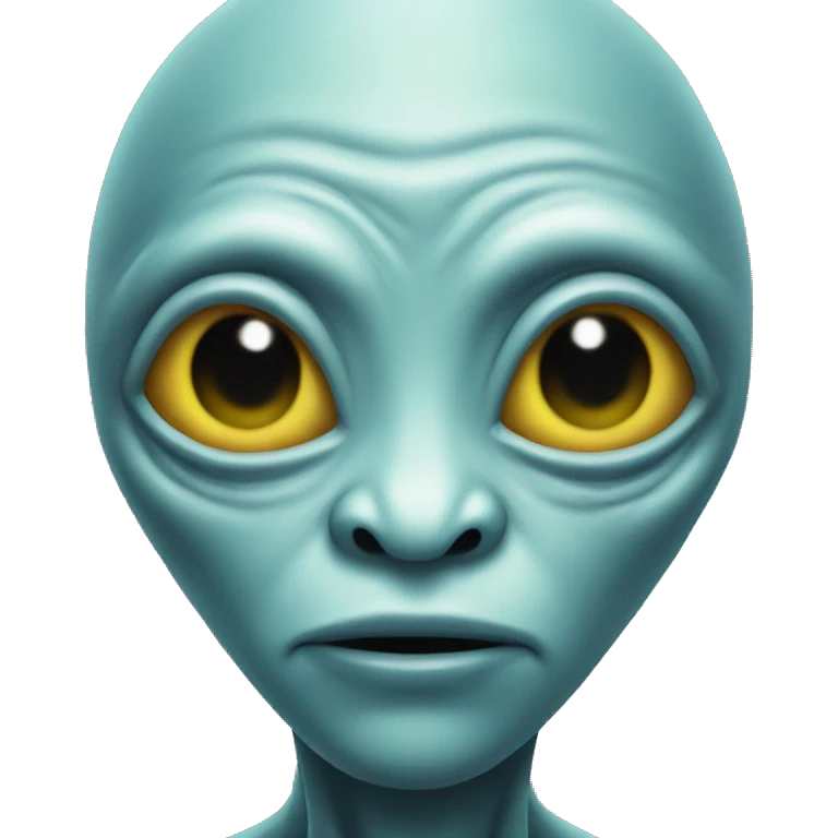 Alien with head shaped like a love and emoji